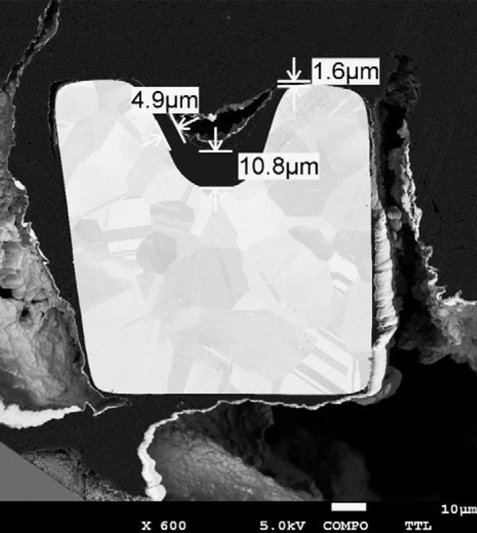 stent groove cross section polymer coating thickness adhesion analysis nano scratch testing