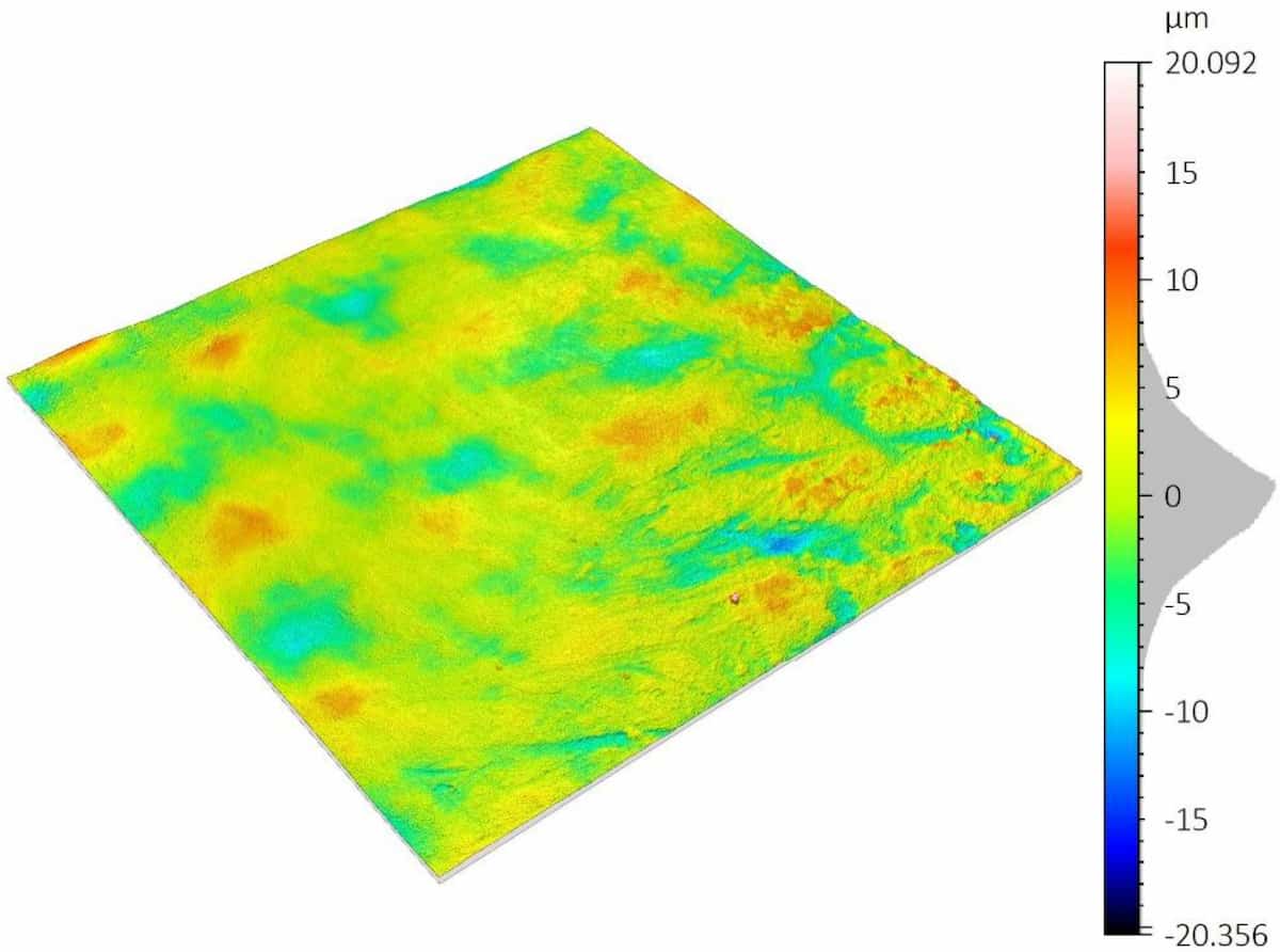 3D rendering of ISO 25178 filtered tooth surface roughness