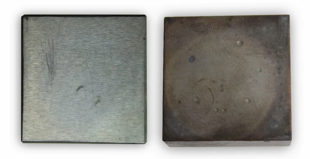 Steel samples used for high temperature Brinell hardness testing from 25°C to 925°C